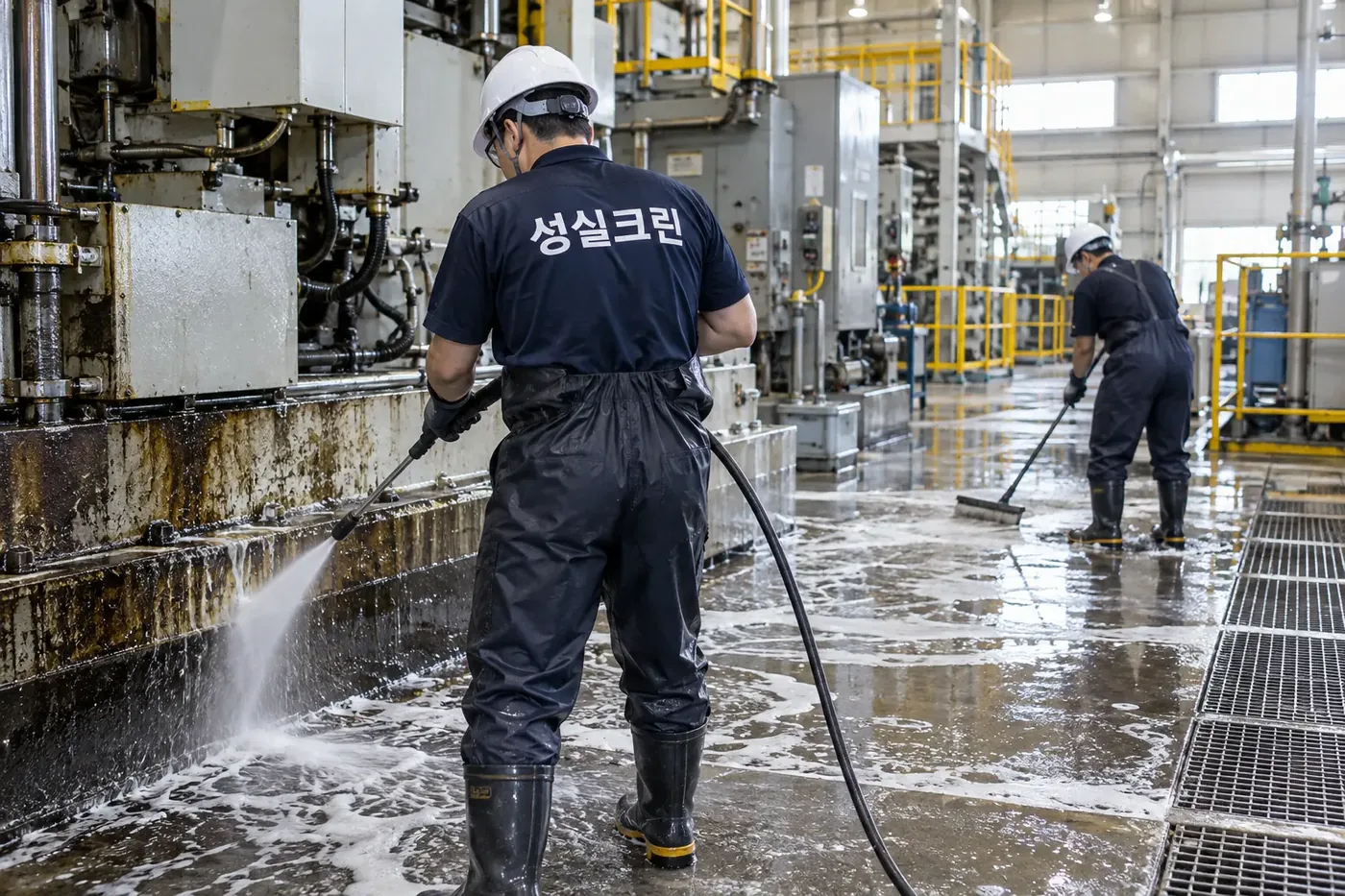 성실크린 부산 공장기름때청소 현장