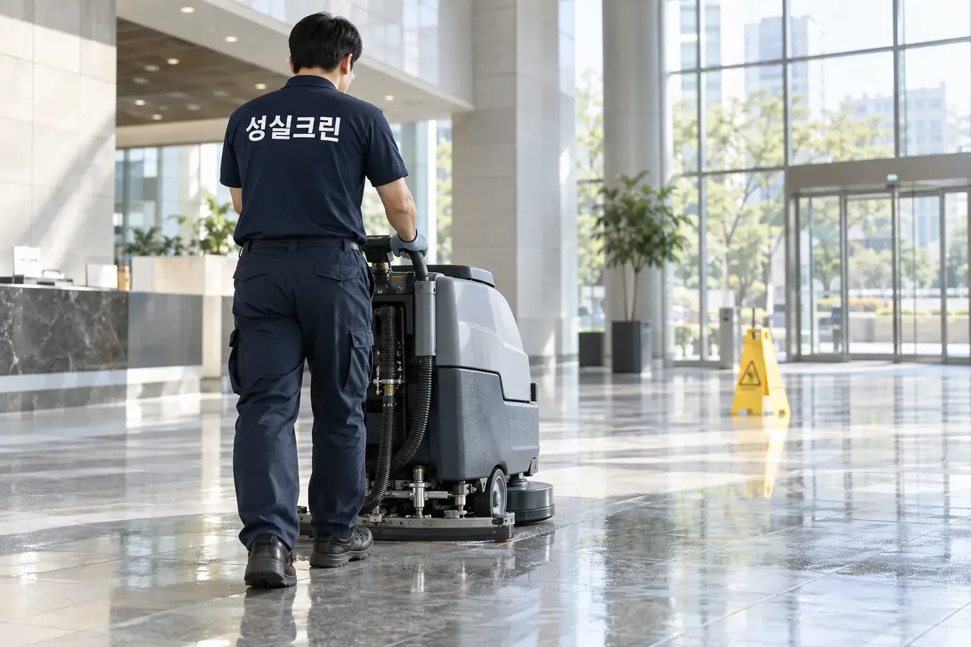 성실크린 부산 바닥청소 현장