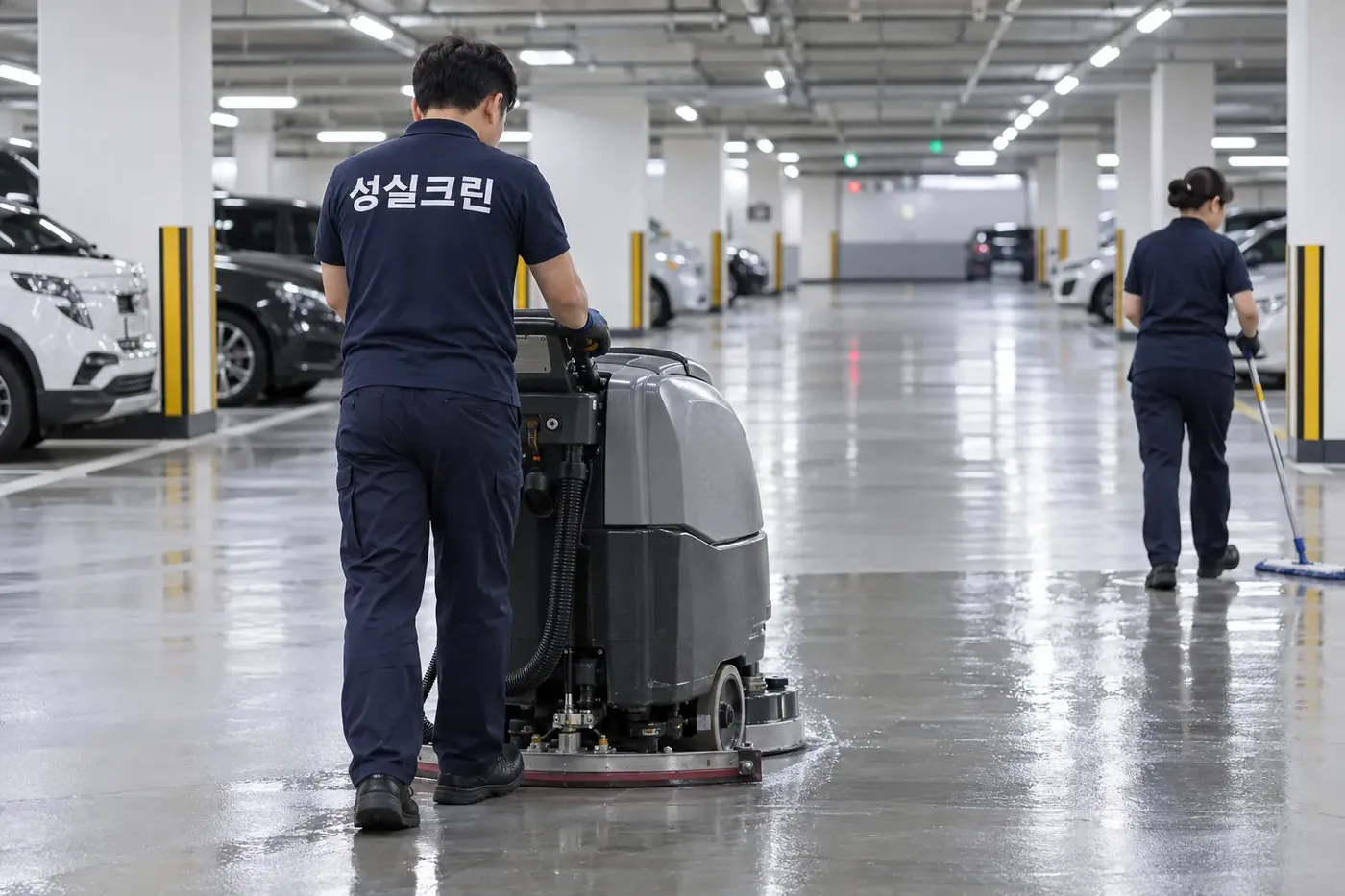 성실크린 도봉구 주차장청소 현장